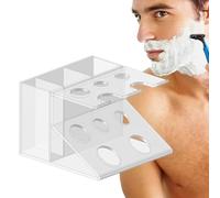 Organisateur de blaireaux de rasage - support de rangement pour cosmétiques en acrylique, support-de bureau de salle de bain polyvalent, support-transparent élégant, design durable pratique | Rasoir B