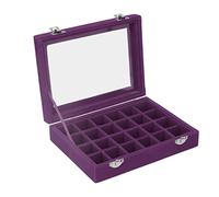 Organisateur de Boîte à Bijoux en Velours Compact avec 24 Compartiments pour Boucles d'oreilles, Bracelets, Montres, épingles, etc., Design élégant avec une Affichage Clair, des Bijoux Idéaux pour