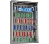 Organisateur De Boîte à Clés 45/48 Clés Armoire à Clés De Grande Capacité avec Portes en Verre, Boîte à Clés Murale en Acier Inoxydable, Type De Serrure à Clés, Silver-with Label, 48-Keys