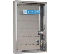 Organisateur De Boîte à Clés 45/48 Clés Armoire à Clés De Grande Capacité avec Portes en Verre, Boîte à Clés Murale en Acier Inoxydable, Type De Serrure à Clés, Silver-Without Label, 45-Keys