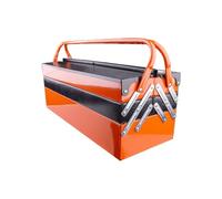 Organisateur de boîte à outils - Grande boîte à outils en métal | Organisateur de stockage portable pliable | Plateau en porte-à-faux résistant à la rouille | Stockage de verrouillage de pieg