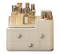 Organisateur de boîte de maquillage - Organisateur de rangement pour cosmétiques avec séparateurs de poubelle amovibles et tiroir | Vanité, bureau, salle de bain, évier, solution de rangement à domici