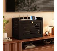 Organisateur de boîte de routeur à Double Couche pour Le Modem WiFi et la Bande de Puissance, Support de Gestion de câble ventilé, Armoire cachée compacte pour Le Bureau, Chambre à Coucher, Salon