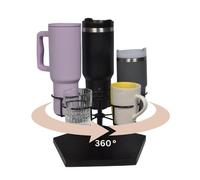 Organisateur de bouteille d'eau multifonction pour gobelet Stanley de 50,8/76,2/1,2 l, porte-tasse à café, support de tasse à café, antidérapant à 5 emplacements rotatifs Stanley et porte-tasse à