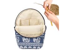 Organisateur de bricolage portable - Mallette de rangement pour outils de tricot et de fil - Support d'accessoires de crochet avec plusieurs poches - Boîte de transport pour crochets, aiguilles, fils