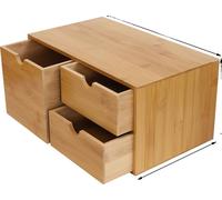 Organisateur de bureau Bamboo, 3 tiroirs, forme rectangulaire, style moderne, couleur bois