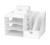 Organisateur de Bureau Blanc Multifonction, Bureau Organisateur pour Papiers A4, Stylos, Livres, Lettres, Rangement de Documents & Fournitures de Bureau, Design Modulable pour Bureau & Étude
