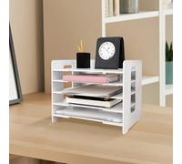 Organisateur de Bureau Corbeilles à Courrier Étagère de Casier A4 Module de Rangement,Plateaux de classement pour la Maison, Le Bureau, l'école, 33,5 x 25,5 x 28 cm - 5Niveaux - Blanc (2PC)