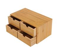 Organisateur De Bureau En Bambou Organisateur De Bureau Avec 4 Tiroirs Pour Ranger Une VariéTé D'Objets Quotidiens Convient Pour Le Bureau (Couleur Bois)