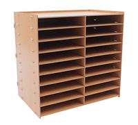 Organisateur de bureau en bois 18 compartiments DIY Office multifonction pour classeurs A4, magazines, papiers et lettres, grand bois de bureau, rangement de documents (couleur bois)