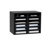 Organisateur de Bureau en Bois 52x30,5x41 cm Trieur de Documents à 12 Compartiments Corbeille à Courrier Panneau Aggloméré Étagère
