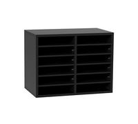 Organisateur De Bureau En Bois 52x30,5x41cm 12 Compartiments Etagère Amovible Noir