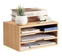 Organisateur de bureau en bois corbeille à courrier naturel