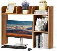 Organisateur de bureau en panneau de particules couleur bois - étagère de table à 2 niveaux - rangement de bureau pour une organisation efficace du bureau