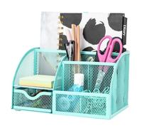 Organisateur de bureau - EXERZ - EX348 - Métal 7 compartiments - Turquoise - 22x14,2x12,5 cm