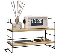 Organisateur de bureau - HOMCOM - étagère de rangement à 2 niveaux, 42l x 16,5P x 24,5H cm - étagère en bois et structure métal noir