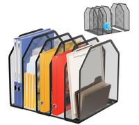 Organisateur de Bureau Vertical Porte-Revues en Maille Métallique 5 Compartiments Porte-Documents de Bureau Porte Dossiers Largeur Ajustable Aupport pour Magazines à Domicile et Lieu de Travail noir