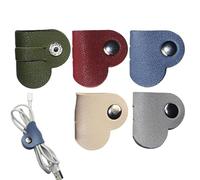 Organisateur de câble coeur - Leather Portable USB Cord Holder, Leather Earbud Holder Earphones Cab le Winder Earbud Organizer Cable Ties Organiseurs