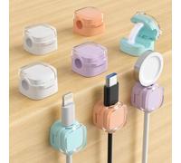 Organisateur de Câble Magnétique, Clips de Câbles Autocollants, Compatible avec Câbles jusqu'à 7,5 mm, Idéal pour la Maison, le Bureau, l'Ordinateur, la Voiture (Blanc & Noir & Bleu & Orange)