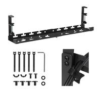 Organisateur de câbles Extensible Maclean MC-103 B sous Bureau 43 à 72 cm Noir Fixation par Serrage Charge 5 kg Support multiprises Cache câbles Robuste Acier avec kit de Montage et Attaches Velcro