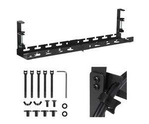Organisateur de câbles Extensible Maclean MC-103 B sous Bureau 43 à 72 cm Noir Fixation par Serrage Charge 5 kg Support multiprises Cache câbles Robuste Acier avec kit de Montage et Attaches Velcro