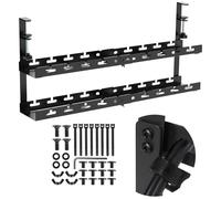 Organisateur de câbles Maclean MC-102 B sous Bureau réglable 2 Niveaux Noir avec Fixation par Serrage 433-728 mm Support multiprise Robuste 5 kg avec passages de câbles et Attaches Velcro incluses