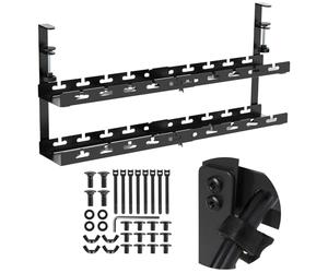 Organisateur de câbles Maclean MC-102 B sous Bureau réglable 2 Niveaux Noir avec Fixation par Serrage 433-728 mm Support multiprise Robuste 5 kg avec passages de câbles