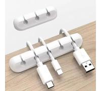 Organisateur de câbles USB en Silicone, enrouleur de câble de chargement USB, Clips de gestion bien rangés pour bureau, support de câble pour souris, accessoires pour écouteurs 3 Clips White