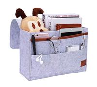 Organisateur de Caddie, Poche de Lit Caddie de Chevet en Feutre Bedside Pocket Sac de Rangement pour Téléphone, Télécommande, Journal, Stylo, Magazine, Lunnettes, Gris