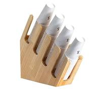 Organisateur de café, Porte-couvercles en Acier Inoxydable, Distributeur de gobelets à café jetables en Bois, 4 Compartiments, 37 x 12 x 42 cm