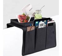 Organisateur de Canapé Support Plateau Sac de Rangement Accoudoir Canapé avec Porte Gobelet, Suspendu Accoudoir à Poches Organisateur de Sofa Fauteuil Caddy pour Magazine Télécommande TV DVD Livre