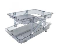 Organisateur de Canettes de Soda Extensible, Distributeur Automatique de Canettes de Soda à Rouler, Bacs de Rangement pour Réfrigérateur à 2 Couches, Support de Canettes de (BLUE)