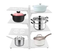 Organisateur de casseroles et poêles, étagère de rangement à 7 niveaux, support de poêles et poêles, organisateur pour armoire, casseroles, poêles, sous évier, 51 x 22,6 x 53 cm (blanc)