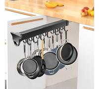 Organisateur de casseroles et poêles extractibles pour armoire, porte-ustensiles de cuisine coulissant télescopique avec crochet à double rangée, organisateur d'ustensiles de cuisine pour casserole à