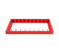Organisateur de Cassettes Audio Rouge à Dix Compartiments en Plastique | Rangement Vertical Sectionné, Format 7,9x4,6 Pouces, pour Étagère et Bureau