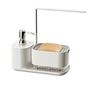 Organisateur de chariot de cuisine : porte-éponge pour assiettes, support avec plateau de drainage, compartiments réglables, chariot pour évier de cuisine | Organiseur