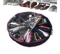 Organisateur de chaussures d'armoire - Bac de rangement rond - Sac de séparation de chaussures multifonction - Mallette à chaussures compacte avec couvercle transparent - Porte-chaussures portable