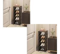 Organisateur de chaussures, design empilable, montage facile, 6 couches noir 2PC