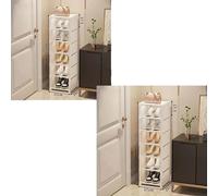Organisateur de chaussures, design empilable, montage facile, 7 couches blanc 2PC