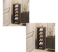 Organisateur de chaussures, design empilable, montage facile, 7 couches noir 2PC