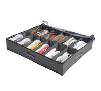 Lrocotanc Organisateur de Chaussures Sous le Lit avec Couvercle Transparent - Sac Résistant pour Rangement Chaussure - Boîte de Rangement pour Chaussures avec 12 Compartiments (Gris)