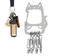 Organisateur de Clés | Porte-Clés Organisateur | Acier Inoxydable Design Chat Rangement Utilitaire pour Université, École, Trajets Quotidiens, Salle De Sport, Randonnée, Shopping, Camping Et
