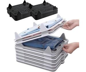 Organisateur de cloches empilable pour chemises, planches pliantes et séparateurs d'étagères - Maximisez le stockage vertical, évitez les plis et gardez les tiroirs sans plis (noir x 10, 33 x 25,5 cm)