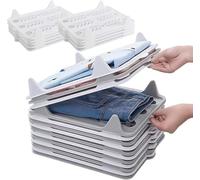 Organisateur de closet empilable pour chemises, planches pliantes et séparateurs d'étagères - Maximisez le rangement vertical, évitez les plis et gardez les tiroirs sans plis (blanc x 10, 37,5 x 29 cm