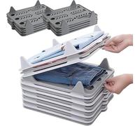 Organisateur de closet empilable pour chemises, planches pliantes et séparateurs d'étagères - Maximisez le rangement vertical, évitez les plis et gardez les tiroirs sans plis (gris x 10, 37,5 x 29 cm)