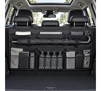 Organisateur de Coffre à Poches pour Toyota bZ4X | 98,5 × 39,5 cm, Poches Multiples, Compartiments en Filet, Sangle pour Parapluie, Fixation aux Appuie-têtes