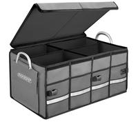 Monzana Organisateur de Coffre de Voiture Gris Couvercle 68L Rigide Pliable Parois renforcées Sac de Rangement Voiture