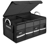 Monzana Organisateur de Coffre de Voiture Noir Couvercle 68L Rigide Pliable Parois renforcées Sac de Rangement Voiture