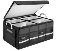 Monzana Organisateur de Coffre de Voiture Noir Isotherme MDF Isolant Couvercle 68L Pliable Parois renforcées Sac de rangement voiture