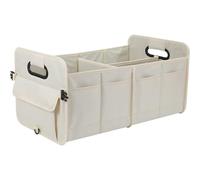 Organisateur de Coffre de Voiture pour Mini Hatch (F56) 3-Door 2018-2021, Pliable Multi-Compartiments Sac de Rangement de Coffre de Voiture Accessoires Automobiles,Beige